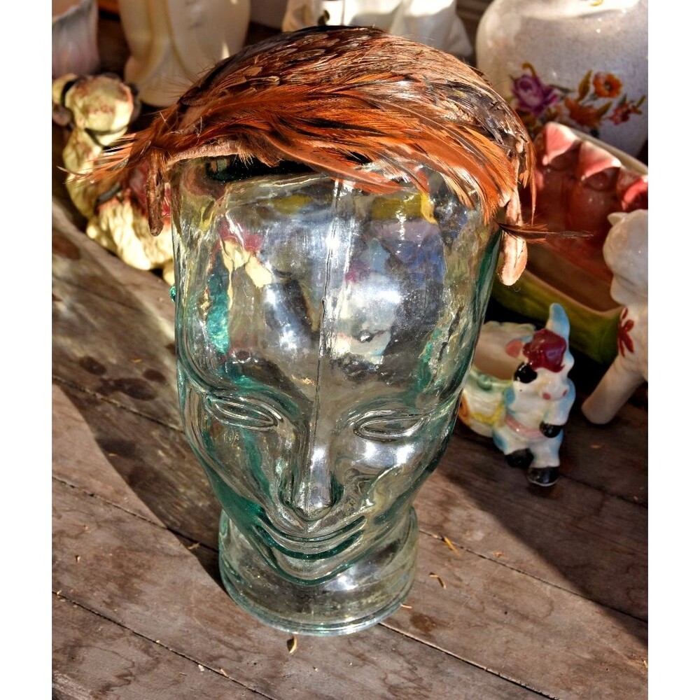 Vintage 1940s Feather Fascinator Style Hat Rooster Feathers OS